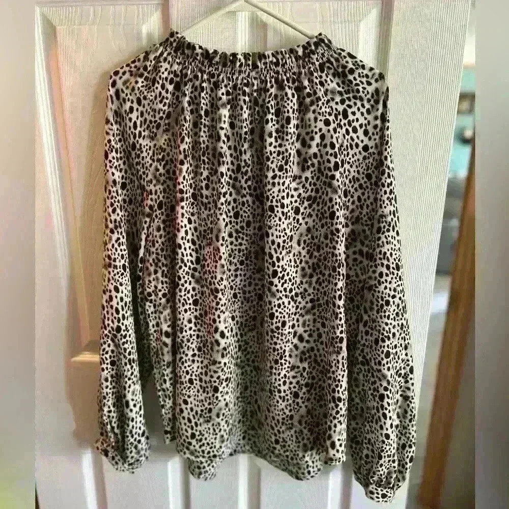A New Day animal print ruffle neck blouse - Picture 4 of 6